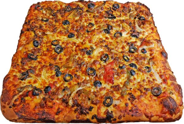 taco pizza with olives